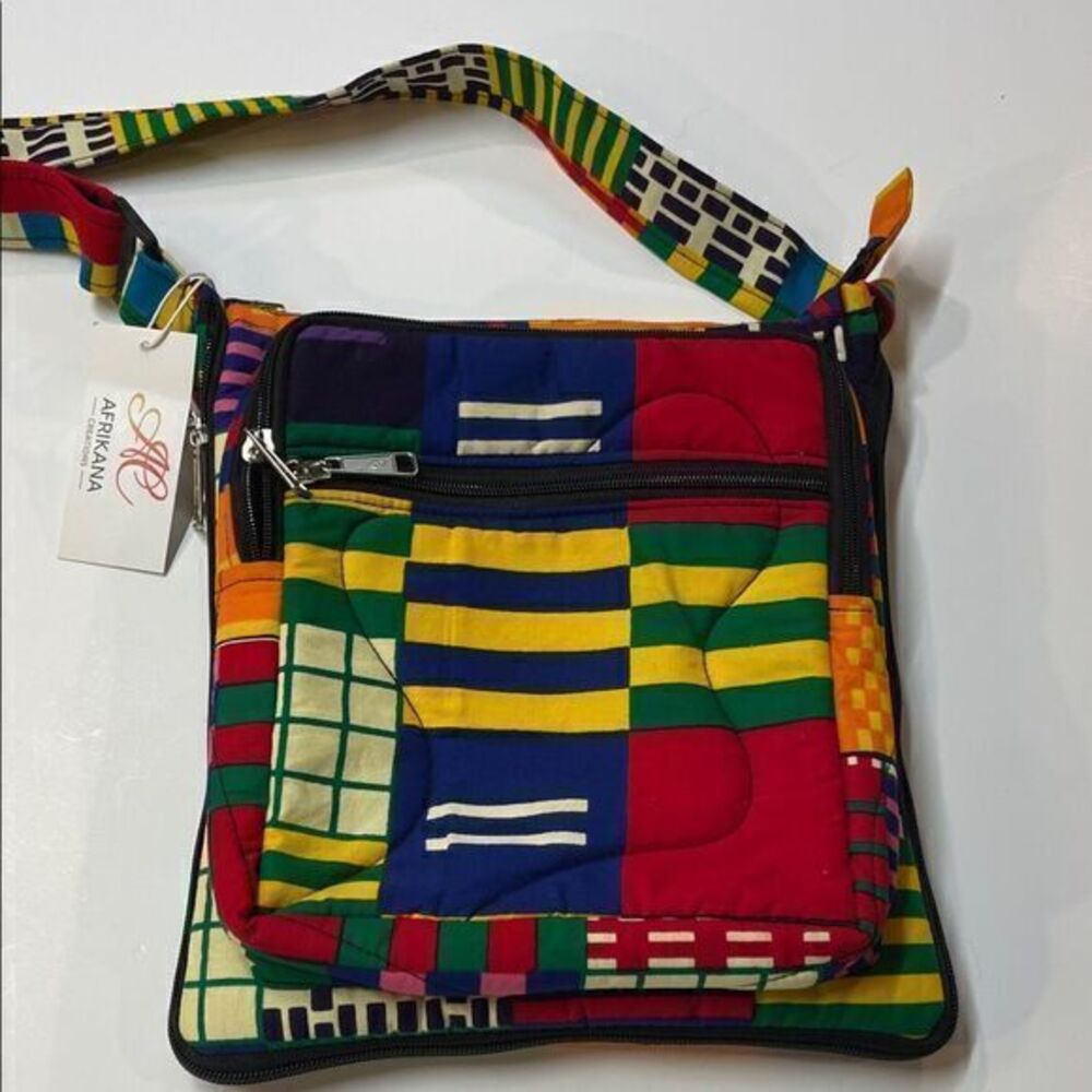 Afrikana Creations Quilted Patchwork Crossbody Bag Multicolor
